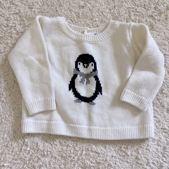 Jacadi Other - Jacadi Penguin Wool Blend Sweater Back Buttons Size 3 Months